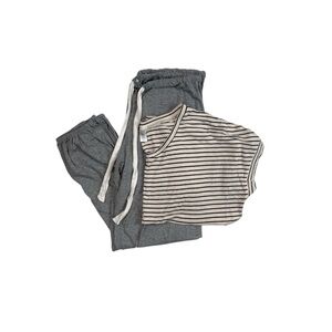 Eberjey Lounge Pajama Set Striped Tee Gray Jogger Pants Soft Sleepwear Size M/L